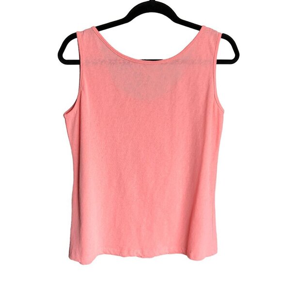 PEROUT Tank Top Linen-Blend Button-Front Pink 60% Linen Summer Coastal Large - Picture 2 of 12